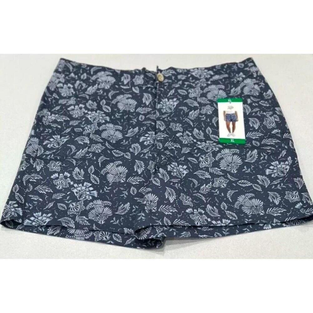 Jachs Girlfriend Women's Stretch Satin Chino Shorts, Blue, Size XL. AL2